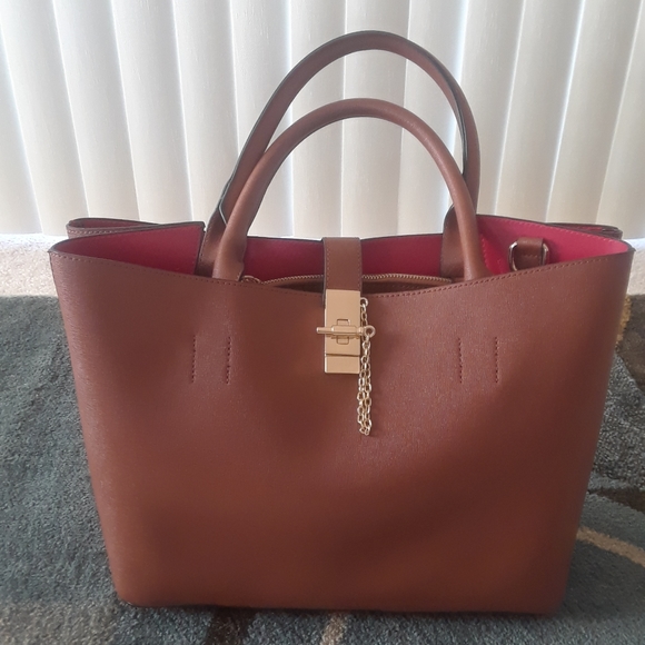 Unbranded Brown and Red Leather Handbag - Picture 1 of 5